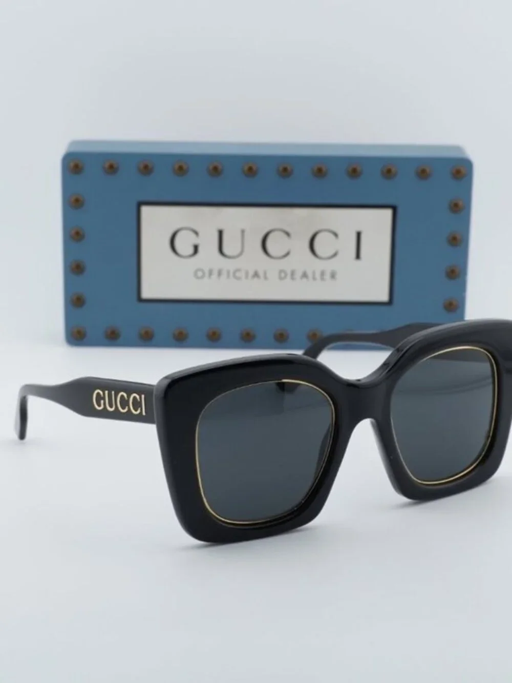 Gucci GG1151S 001 Women Butterfly Sunglasses - Black with Gold / Grey